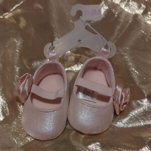Pink Baby Shoes with Flower Detail
